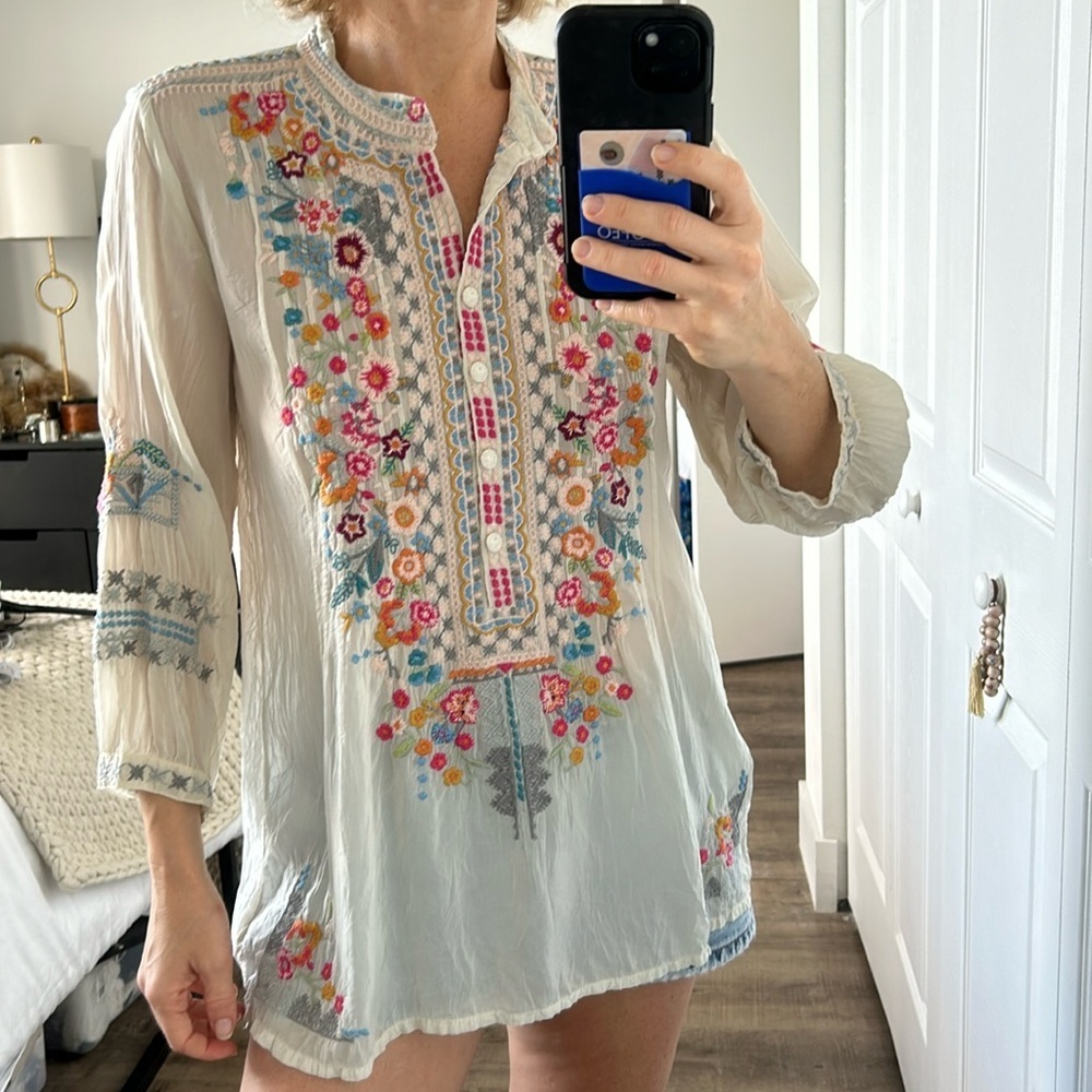 Johnny Was Sarabeth Georgette Embroidered Tunic - Picture 9 of 9
